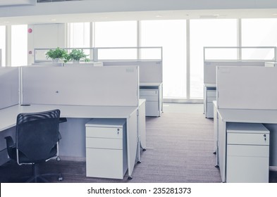 An Empty Office Room And Office Table