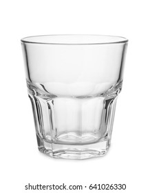 Empty Old Fashion Whiskey Glass Isolated On White