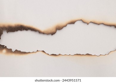 Empty old torn burned grunge pieces texture cardboard paper hole on beige white background. - Powered by Shutterstock