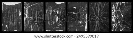 Empty old vintage black scratch torn poster set overlay texture background