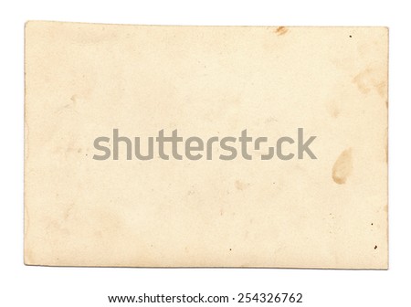 Empty and old vintage card isolated on a white background