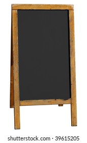 Empty Old Wooden Pub Menu Board Isolated On White.