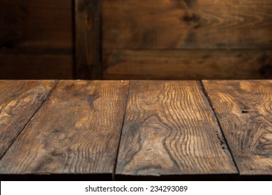 Empty Old Wooden Table Top