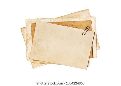 Empty Old Yellowed Paper Layout For Vintage Photo Or Postcard Isolated On White Background