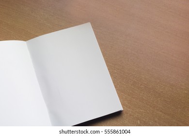 Empty Open Book On Desk Mock Up