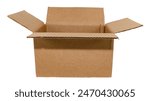 Empty open cardboard box on a white background. Package. Isolate paper boxes