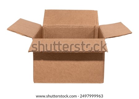 Empty open cardboard box on a white background. Package. Isolate paper boxes