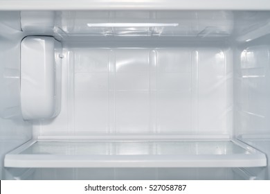 Empty Open Fridge With Shelves, Refrigerator.
