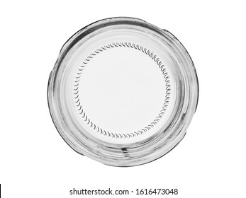 Empty Open Glass Jar, Top View. Isolated On White Background