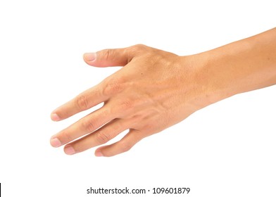 Empty open man hand on white background