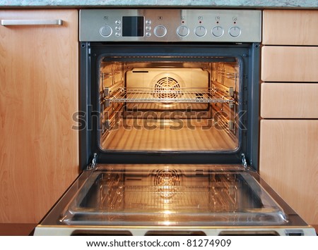 Empty open oven