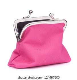 Empty Open Purse Isolated On White Background Cutout