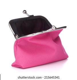 Empty Open Purse Isolated On White Background Cutout