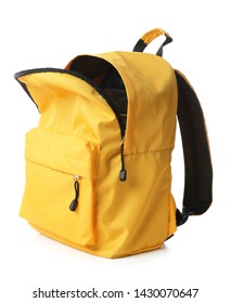 Empty open school backpack on white background - Shutterstock ID 1430070647