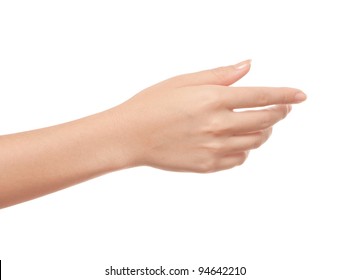 Empty Open Woman Hand On White Background