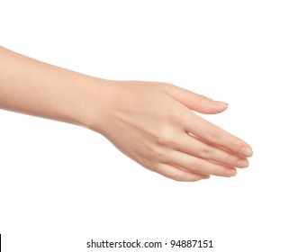 Empty Open Woman Hand On White Background