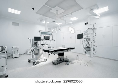 Empty operating room in a hospital Interior of an operating room in clinic with modern medical equipment