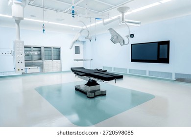 Empty operating room with operating table