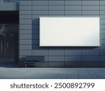 Empty Outdoor Advertising billboard on company wall mockup