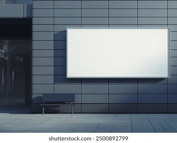 Empty Outdoor Advertising billboard on company wall mockup