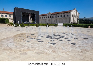 Empty Outdoor Music Stage And Square With No People On It.  Republic Of Moldova, Bulboaca - August 2020