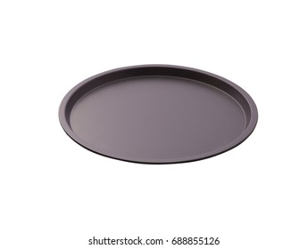 Empty Pan For Pizza Close Up Isolated On White Top View.