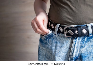 An Empty Pants Pocket And A Symbolic Sign Of Poverty And Vagrancy, Only In An Apartment Without Money.