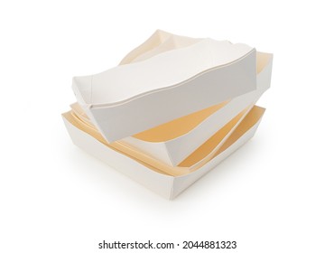 Empty Paper Bowl Or Plate On Isolated White Background