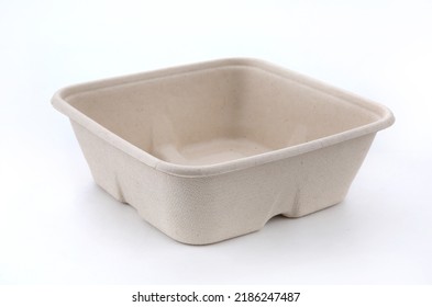 Empty Paper Food Bowl Isolated On White