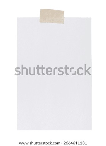 Empty paper sheet mockup isolated on white background, Message reminder card template