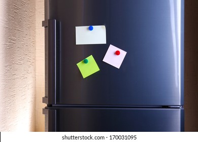 Empty Paper Sheets On Fridge Door