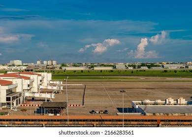 Empty Parking Bay With Air Bridge Of The Don Mueng International Airport, Bangkok, Thailand