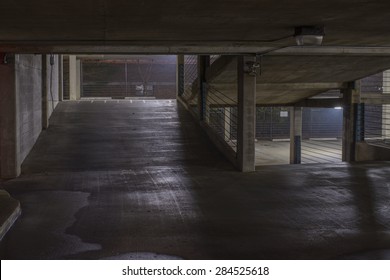 Empty Parking Deck With Ramp.