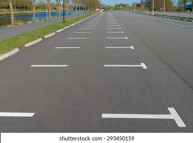 Empty Parking Lot At A Football Stadium