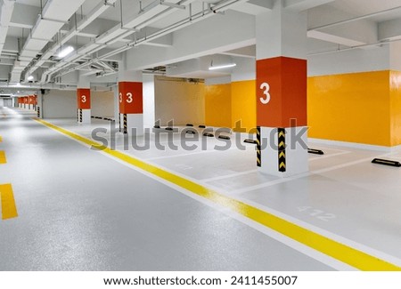 Empty parking garage in modern apartment.