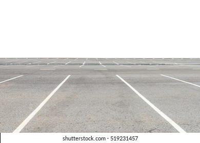 Empty Parking Lot Isolated On White Background.  This Has Clipping Path.