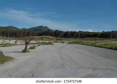 empty parking lot in liencres beach
