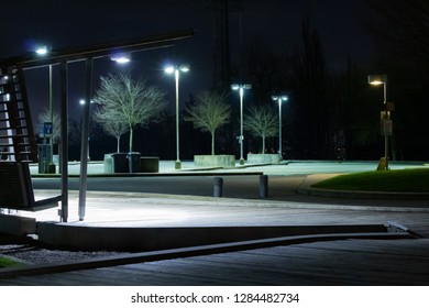 Empty Parking Lighted Lanterns Patch Grass Stock Photo 1284482734 ...