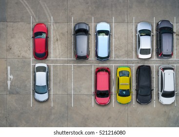 Empty parking lots, aerial view. - Shutterstock ID 521216080