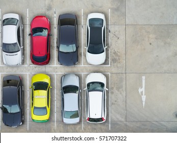 Empty Parking Lots, Aerial View.