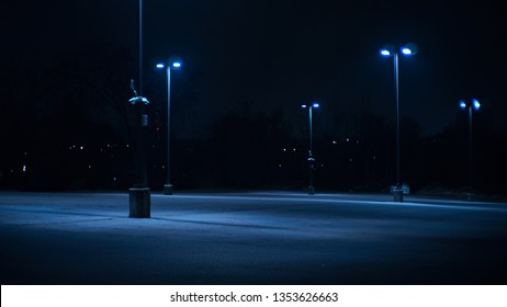 Empty Parking Lot At Night