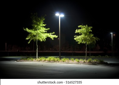 Empty Parking Lot At Night