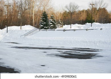 Empty Parking Lot With Snow 