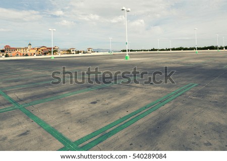 Empty parking lot in super store