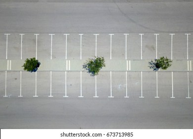 Empty parking lot - Top down aerial view