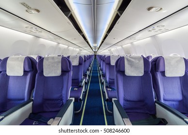 Empty passenger airplane seats in the cabin