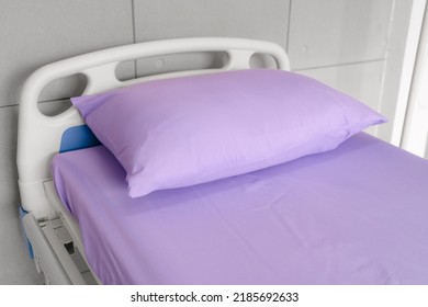 Empty Patient Bed In Hospital Room. Bed Is For Patient Admitted To Hospital For Medical Treatment