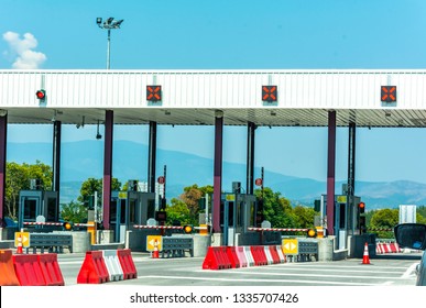 Empty pay toll check point - Toll booths at highway