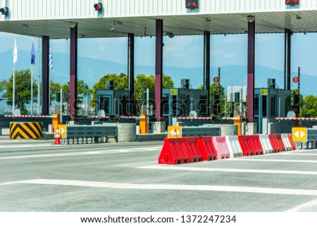 Empty pay toll check point - Toll booths at highway