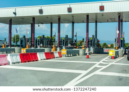 Empty pay toll check point - Toll booths at highway
